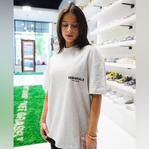 Oversized ESSENTIALS Heather Gray Logo T-Shirt